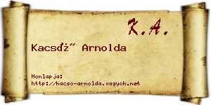 Kacsó Arnolda névjegykártya